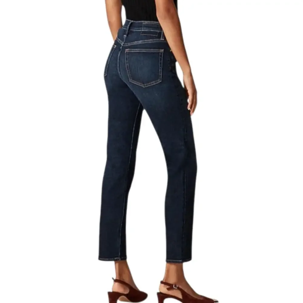 J. Crew 03 Slim Straight Jeans Dark Wash Mid Rise Crop Super Stretch Sculpted 30